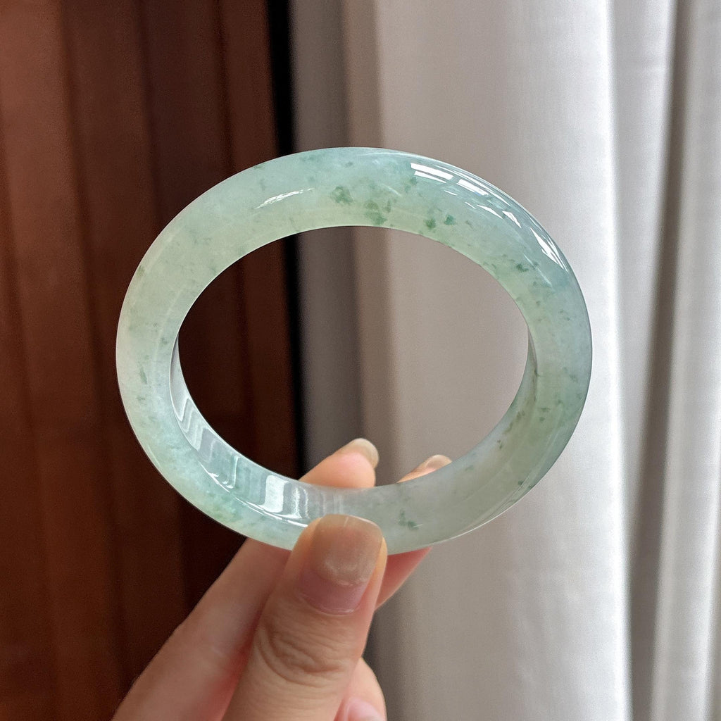 冰种晴底带飘花正圈平安镯 57圈 天然缅甸A货翡翠（yc484422）