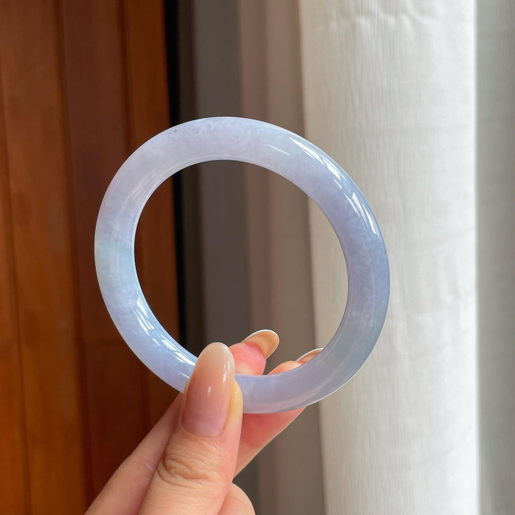 糯冰紫罗兰翡翠圆条手镯（55.5mm)（yc423142）