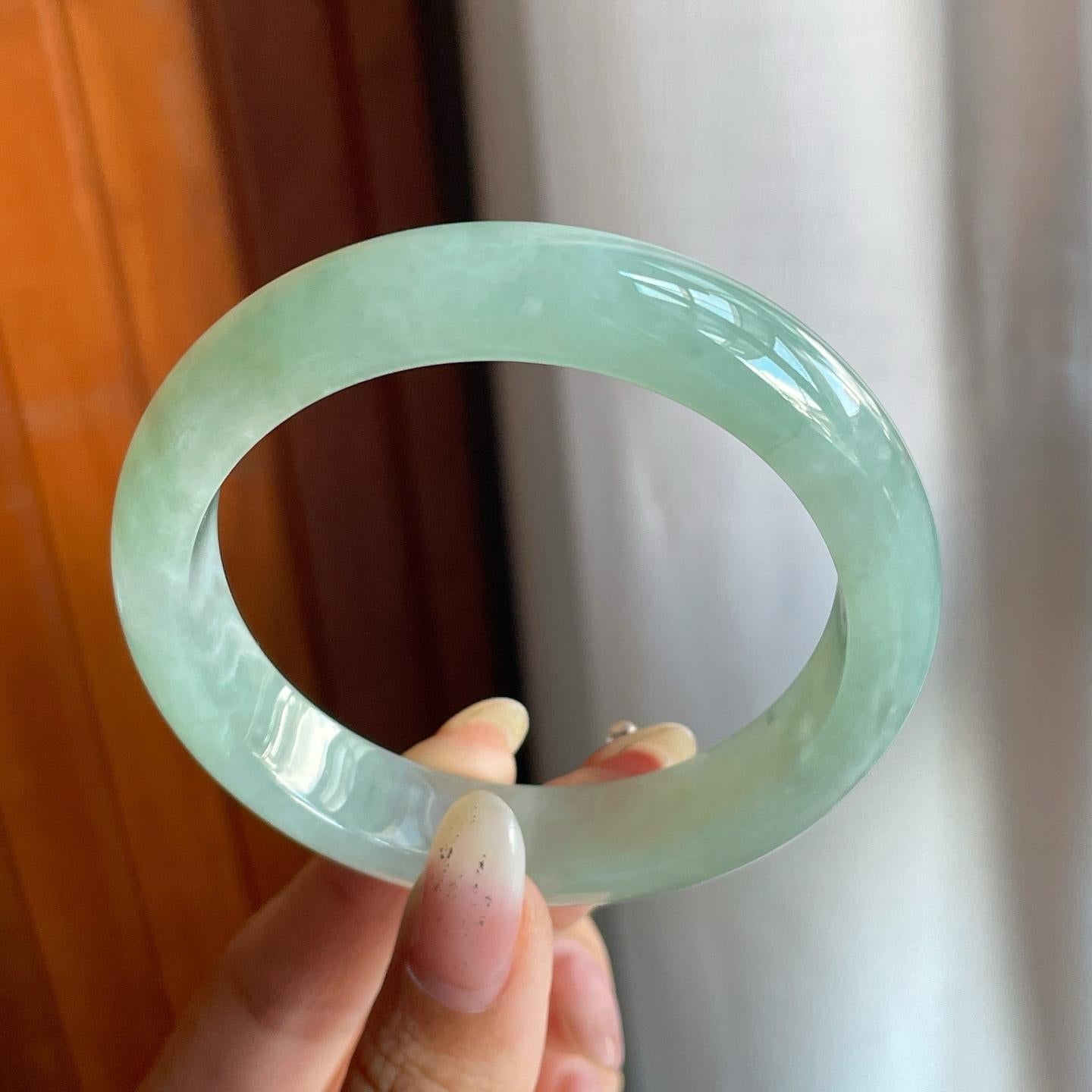 糯冰种晴底翡翠平安镯（55.8mm）（yc220802）