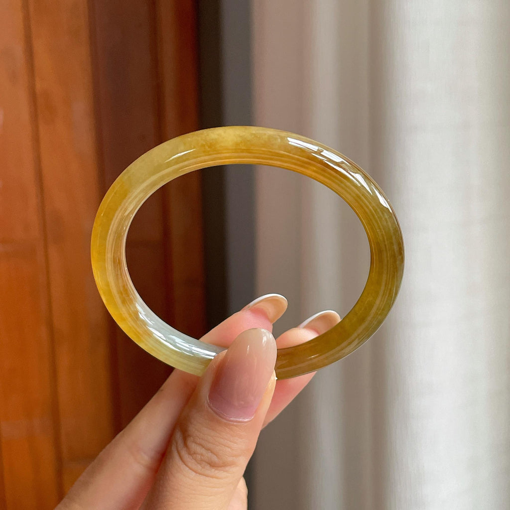 冰种黄翡翡翠贵妃镯（53mm)（yc417034）