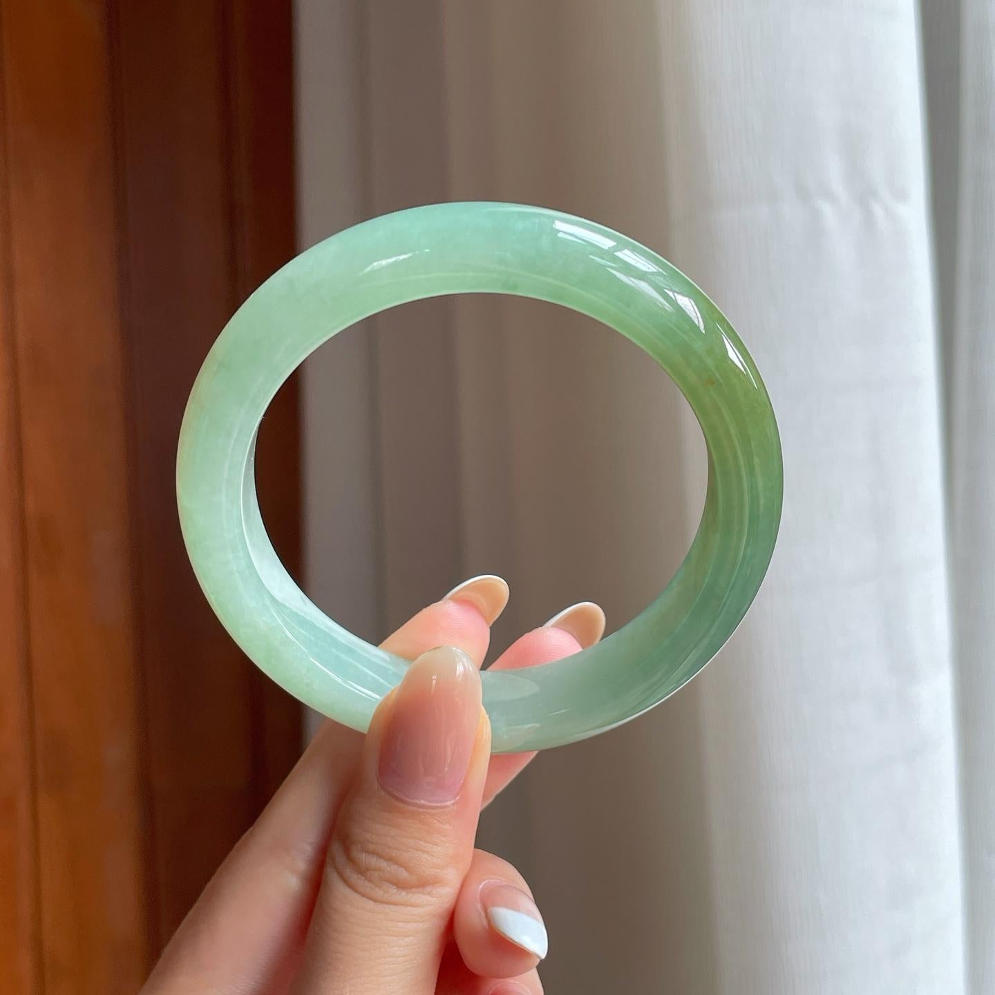 糯冰黄翡翡翠平安镯（58.3mm)（yc397507）
