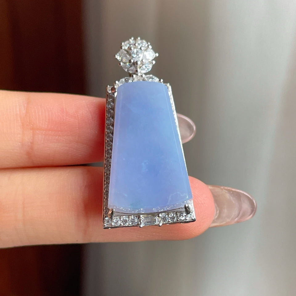 S925银镶冰种紫罗兰翡翠无事牌挂件（yc175933）