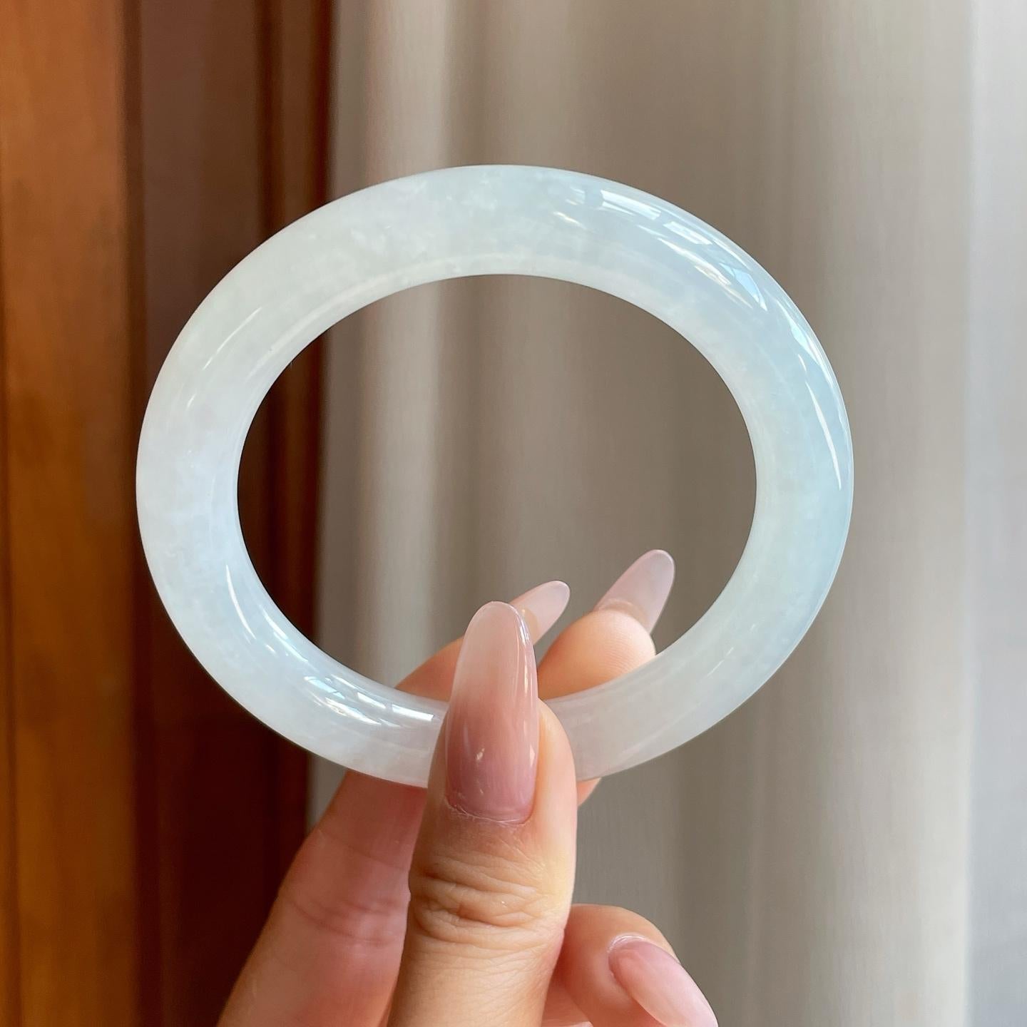 冰种无色翡翠圆条手镯（58mm）（yc278069）