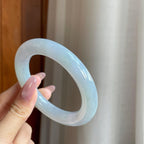 糯冰晴水翡翠圆条手镯（57.5mm）（yc286716）
