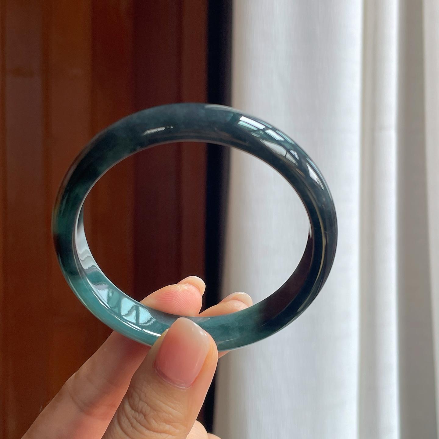 糯冰乌鸡翡翠平安镯（57.8mm）（yc397216）