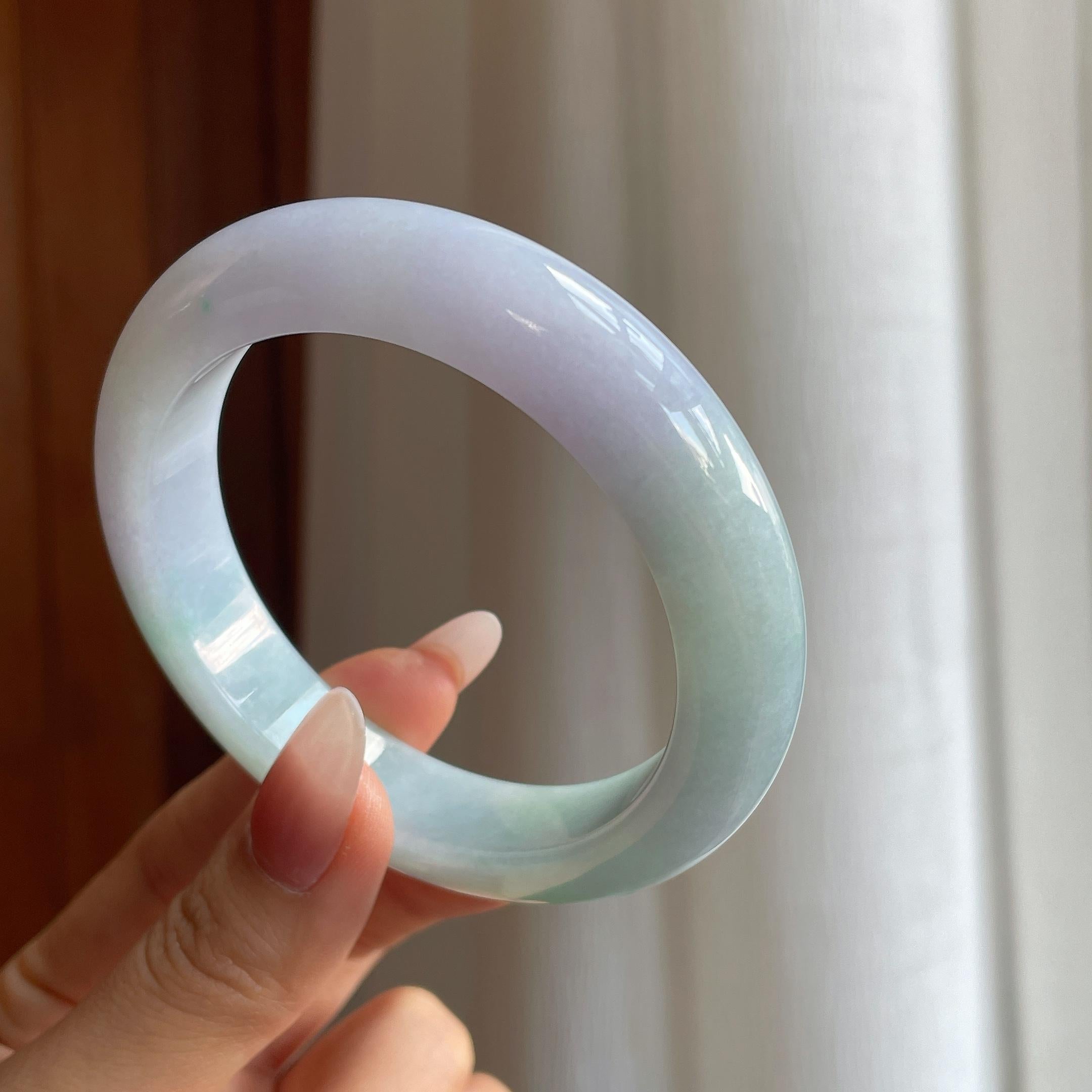 糯冰椿彩翡翠平安镯（59.2mm）（yc295071）