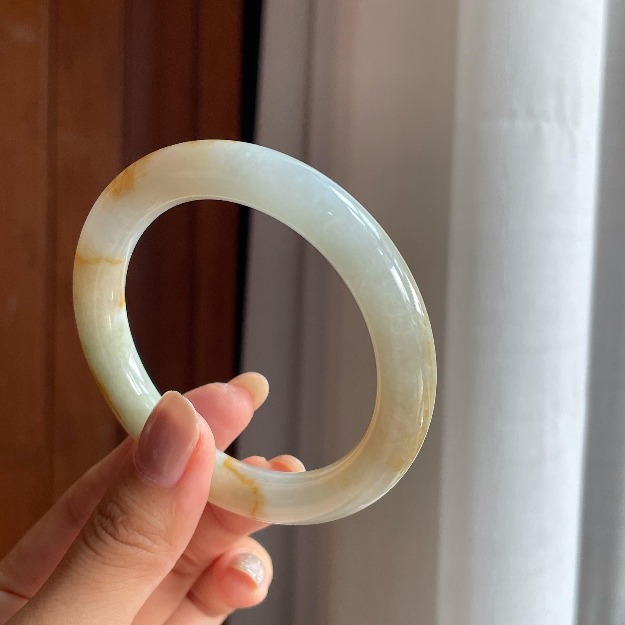 糯冰黄翡翡翠圆条(57mm)（yc415392）