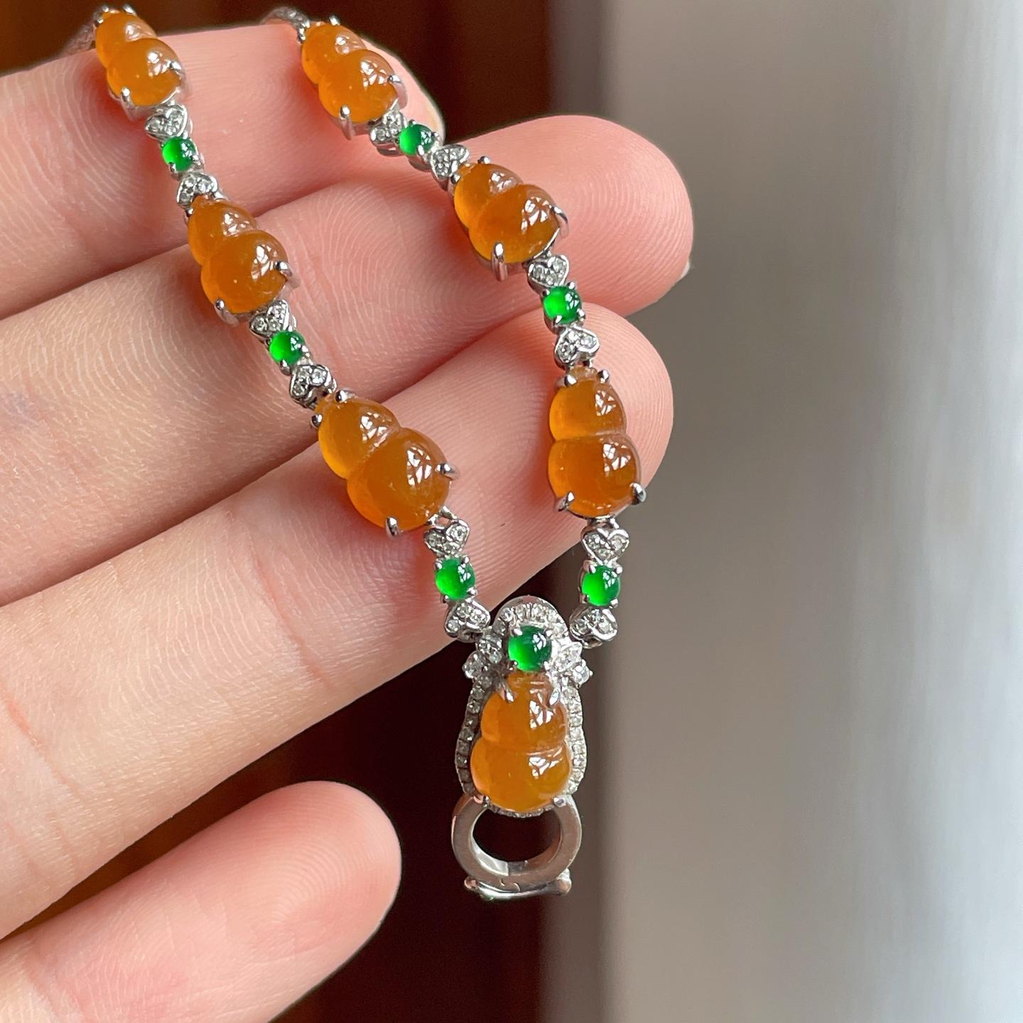 18k金钻镶冰镶黄翡翡翠万能扣（yc257273）