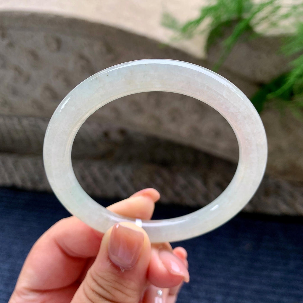 糯种带底色圆条手镯 55圈口 天然缅甸A货翡翠（yc493659）