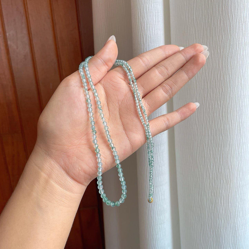 冰种飘花翡翠珠串项链（yc259086）
