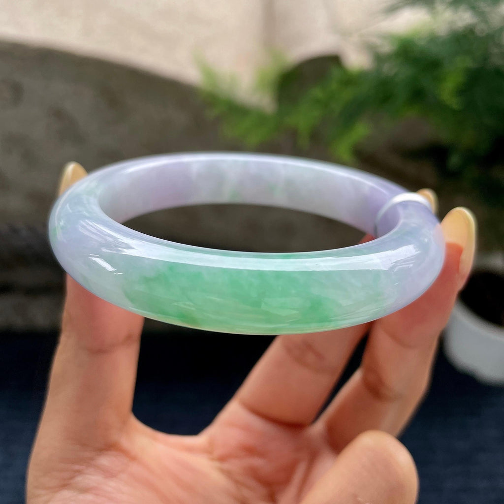 细糯种春彩正圈平安镯58圈 天然缅甸A货翡翠（yc489157）