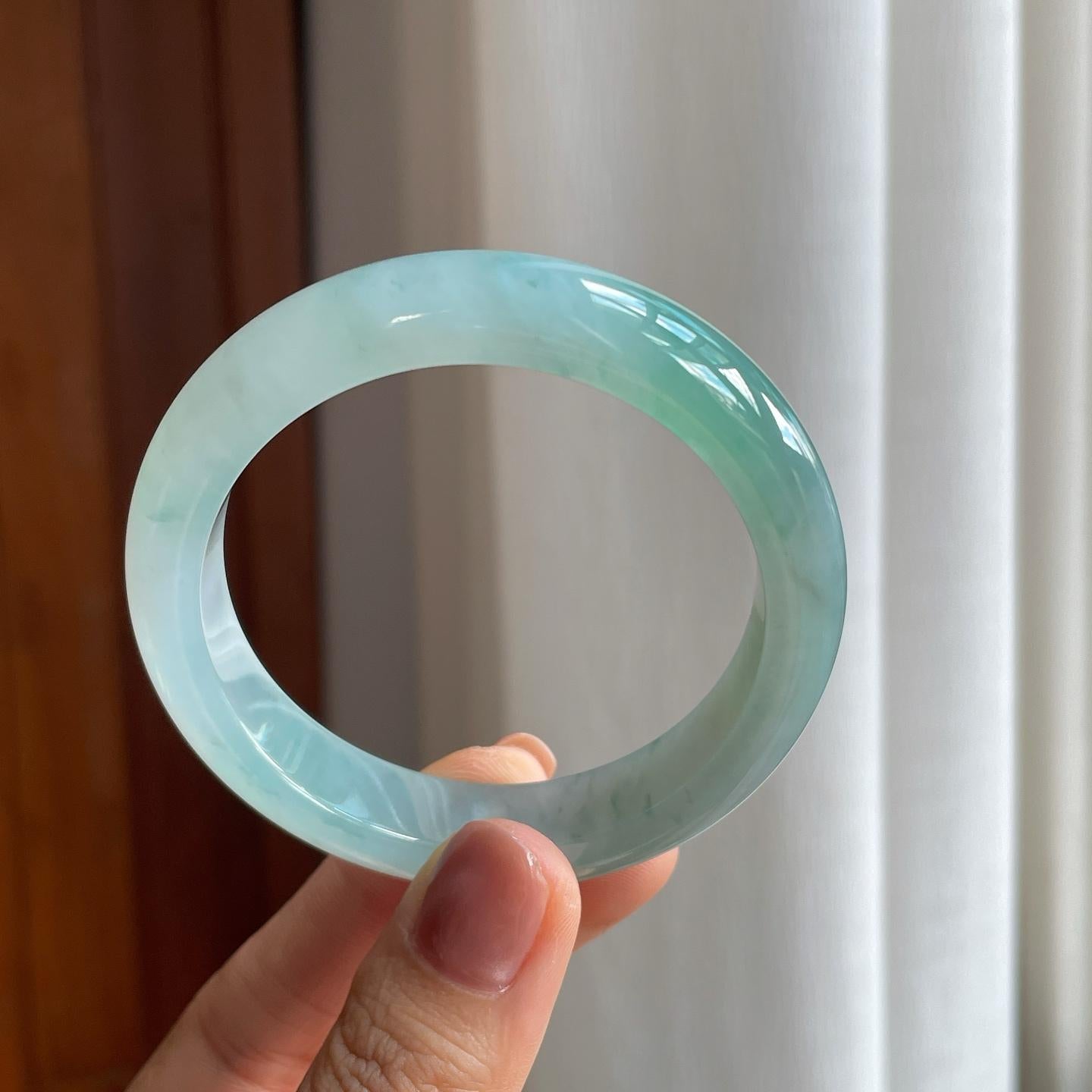 冰种飘花翡翠平安镯（52.5mm）（yc277382）