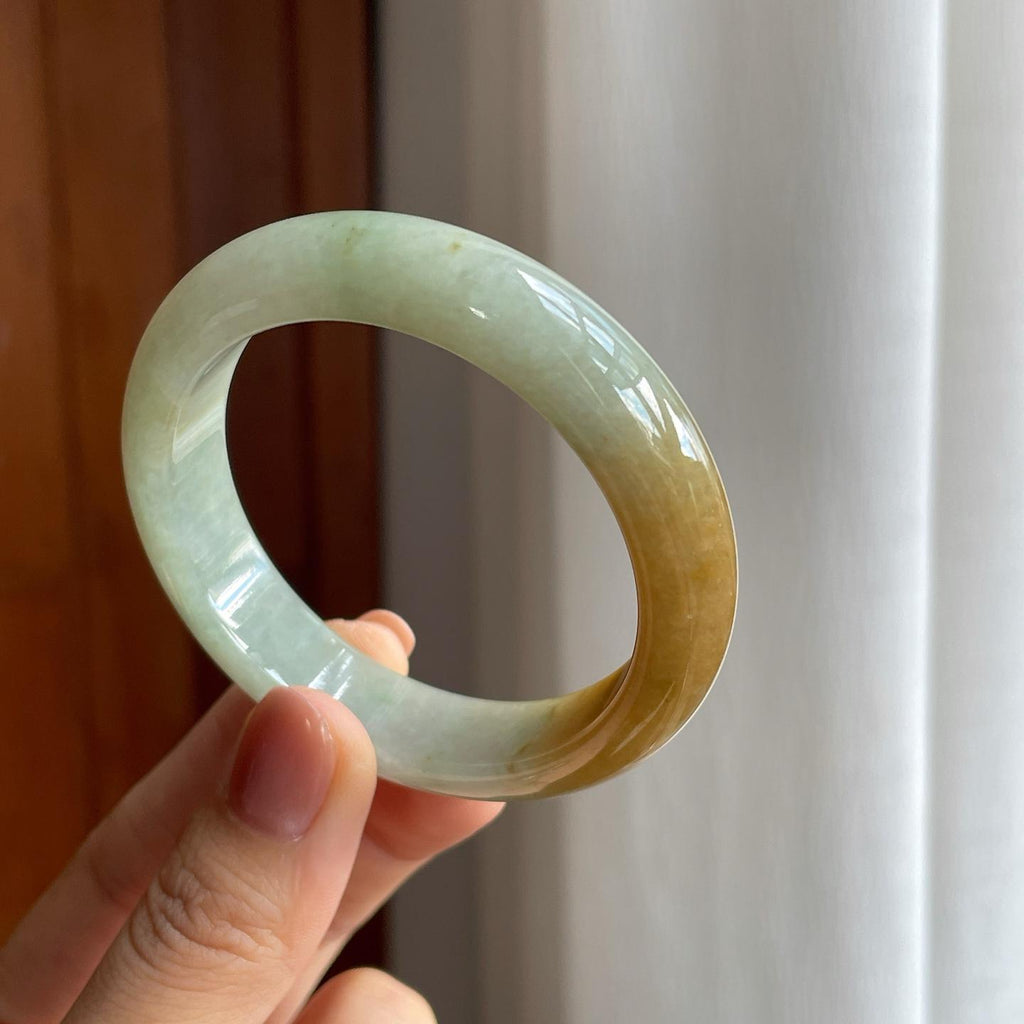 糯冰黄翡翡翠平安镯（51.6mm）（yc277386）