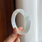 糯冰淡底色翡翠平安镯（55.7mm)（yc424327）