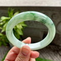 细糯种飘蓝绿花正圈平安镯55.3圈口 天然缅甸A货翡翠（yc317272）
