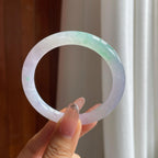 冰种春底带色翡翠美人条圆条手镯（53.6mm）（yc361749）