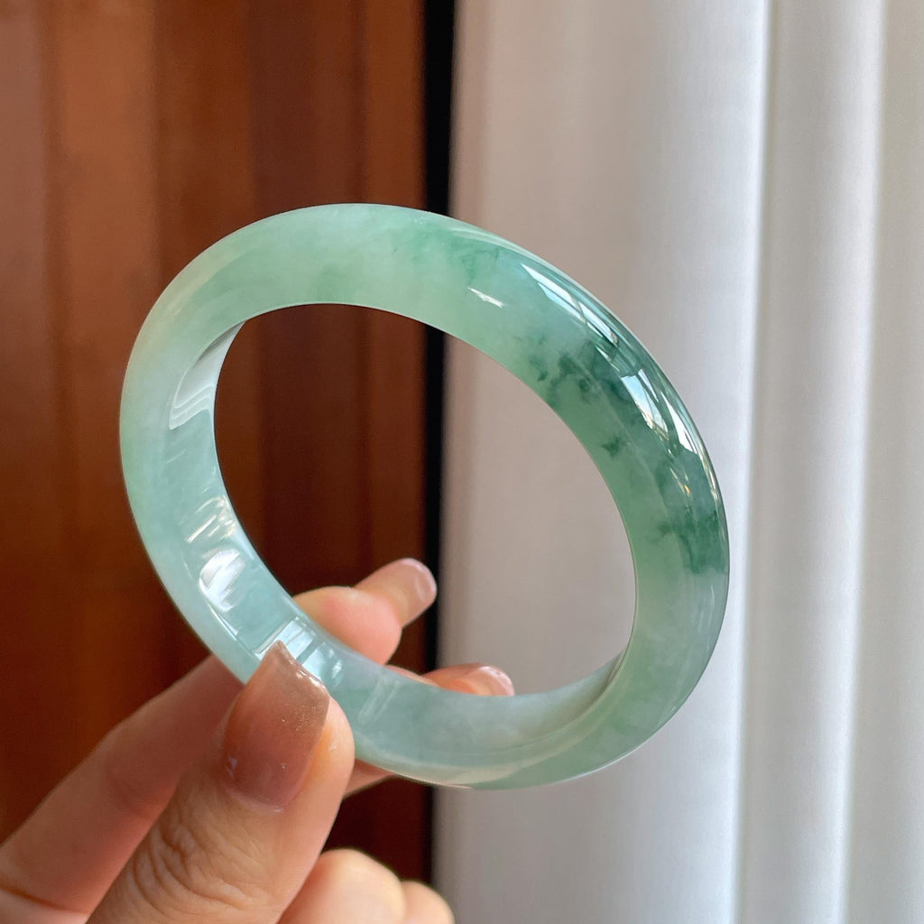 糯冰飘花翡翠平安镯（57.3mm）（yc366940）