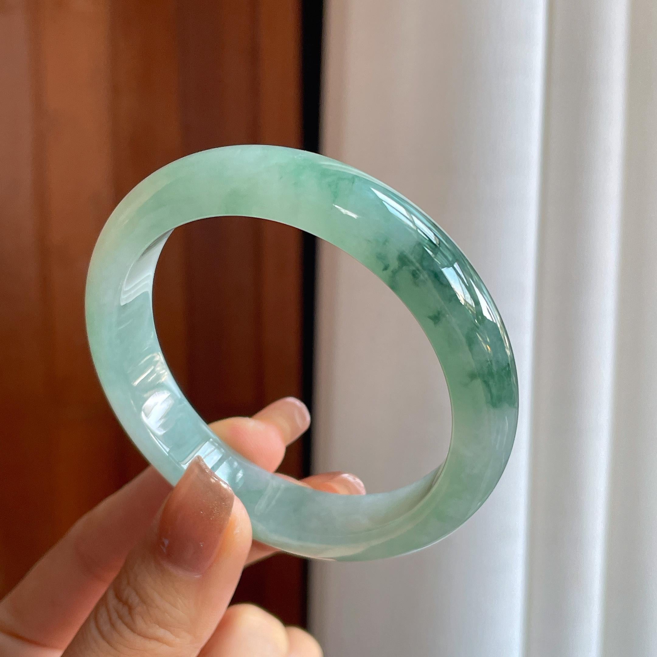 糯冰飘花翡翠平安镯（57.3mm）（yc366940）