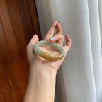 糯冰黄翡翡翠平安镯（51.6mm）（yc277386）