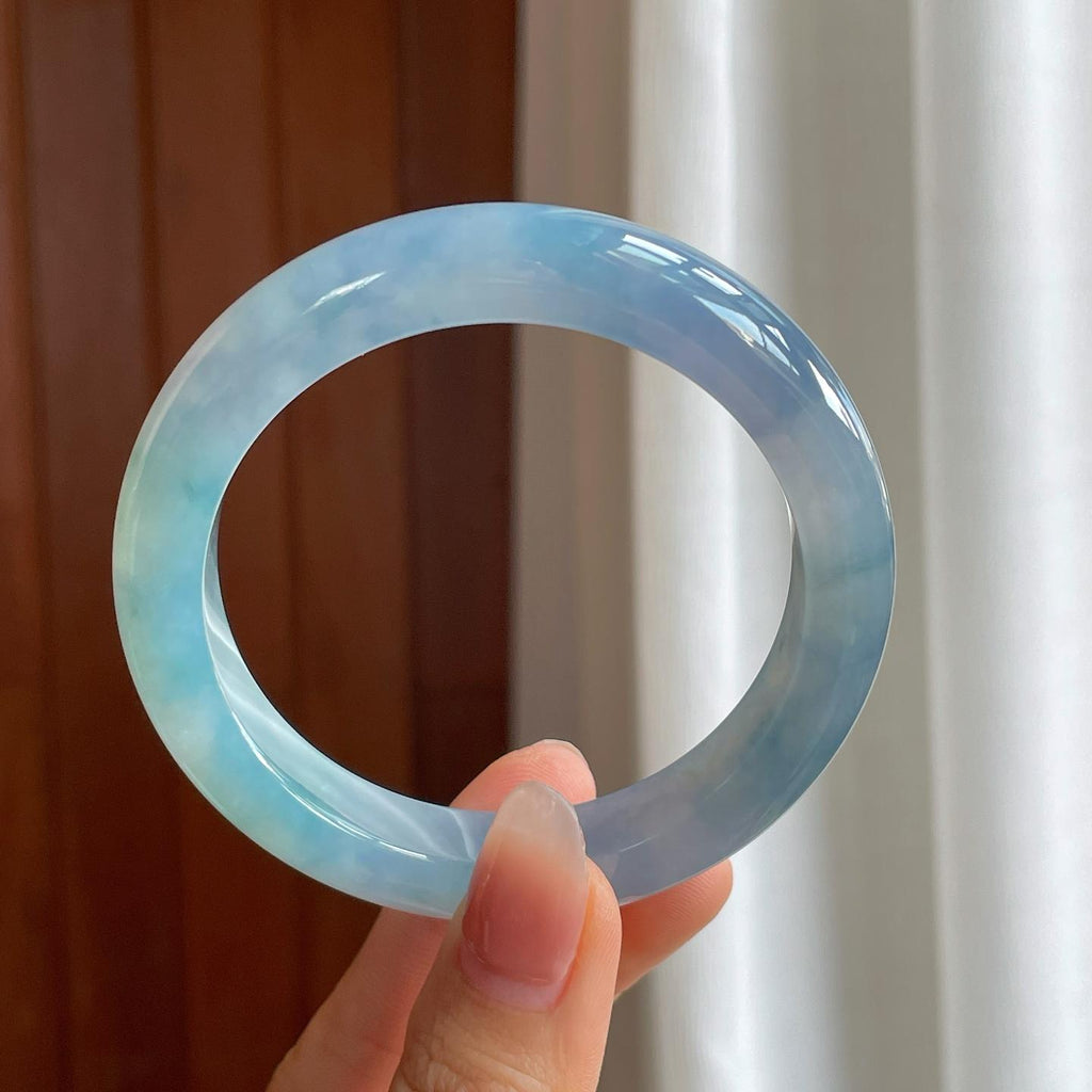 冰种紫罗兰翡翠平安镯（56mm）（yc314113）