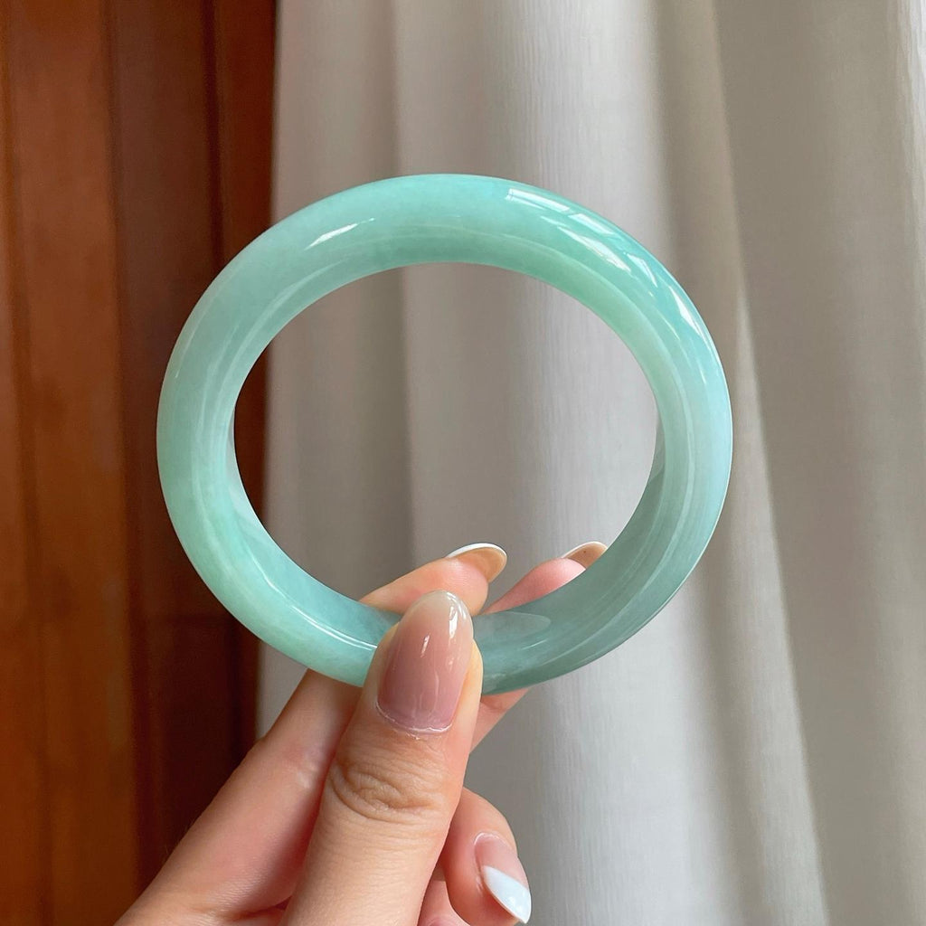 糯冰晴底翡翠平安镯（59mm)（yc376750）