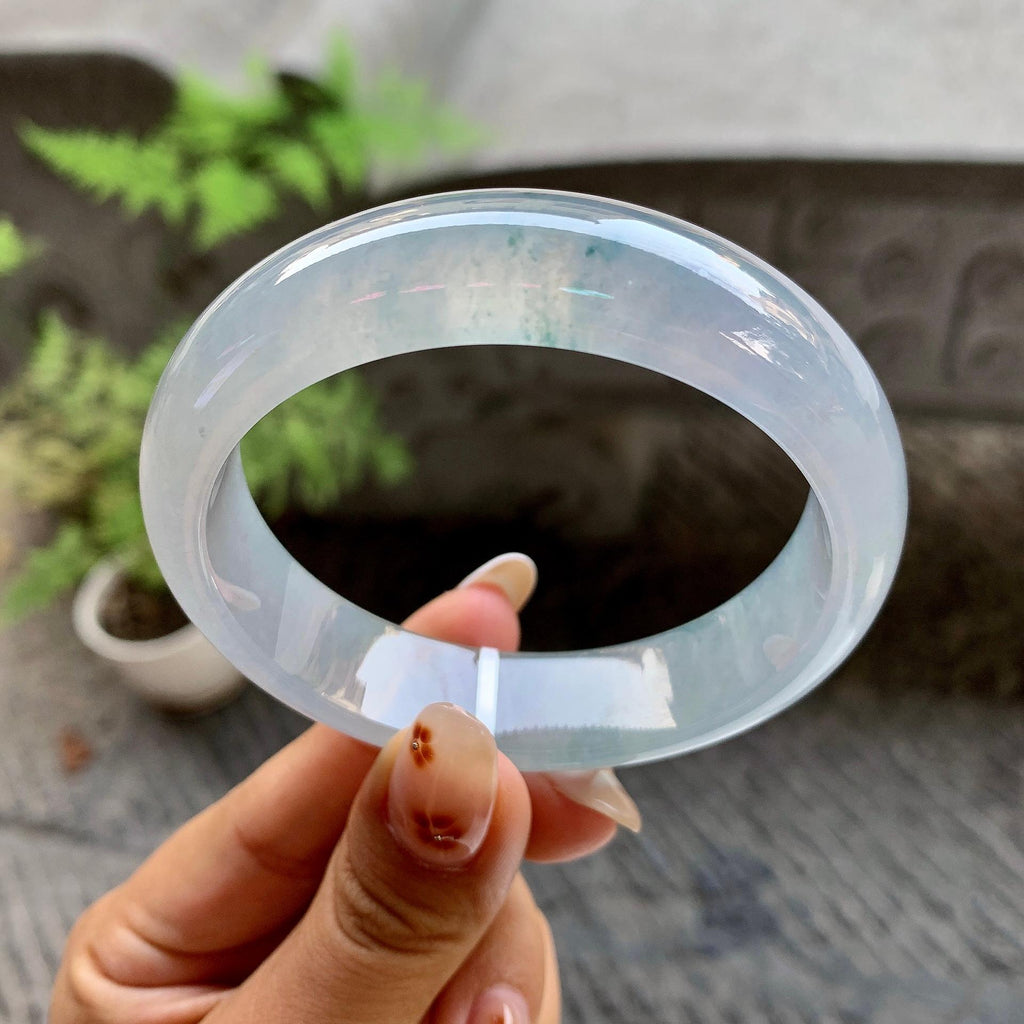 糯冰种飘花宽版轮胎手镯（57.2mm）（yc246619）