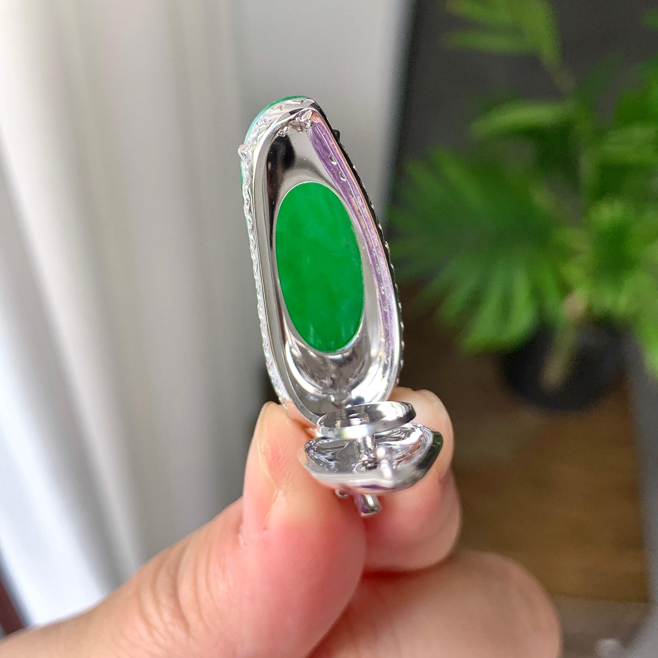 18K金钻镶糯冰种满绿福瓜吊坠（yc242679）