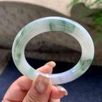 小圈口  细糯种紫罗兰飘蓝花圆条手镯  50.9圈口  天然缅甸A货翡翠（yc439191）