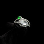 18k金钻镶冰种双色翡翠蛋面戒指（yc265736）