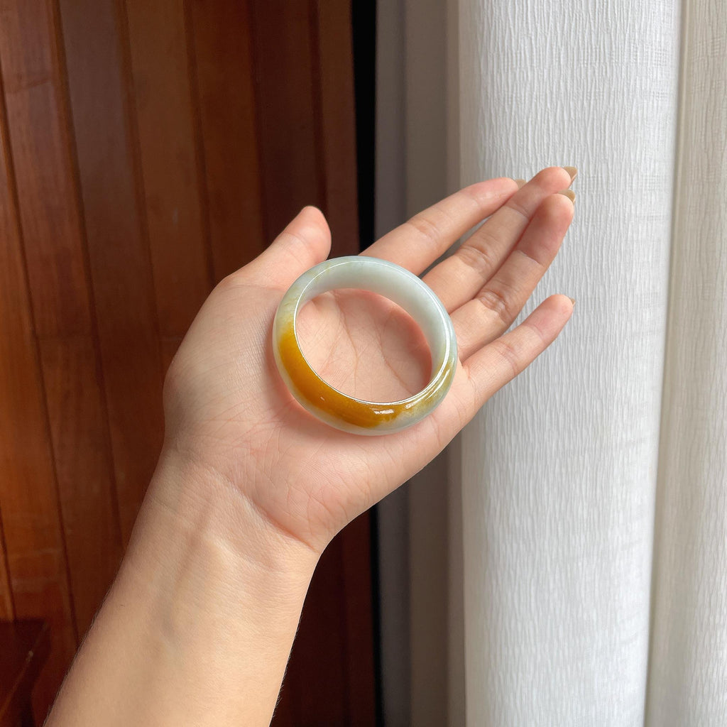 糯冰黄翡翡翠贵妃镯(51mm)（yc413636）
