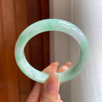糯冰带色翡翠平安镯（56.8mm)（yc370293）