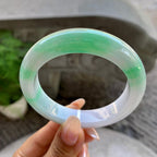 细糯种飘绿平安镯（55.3mm）（yc199559）