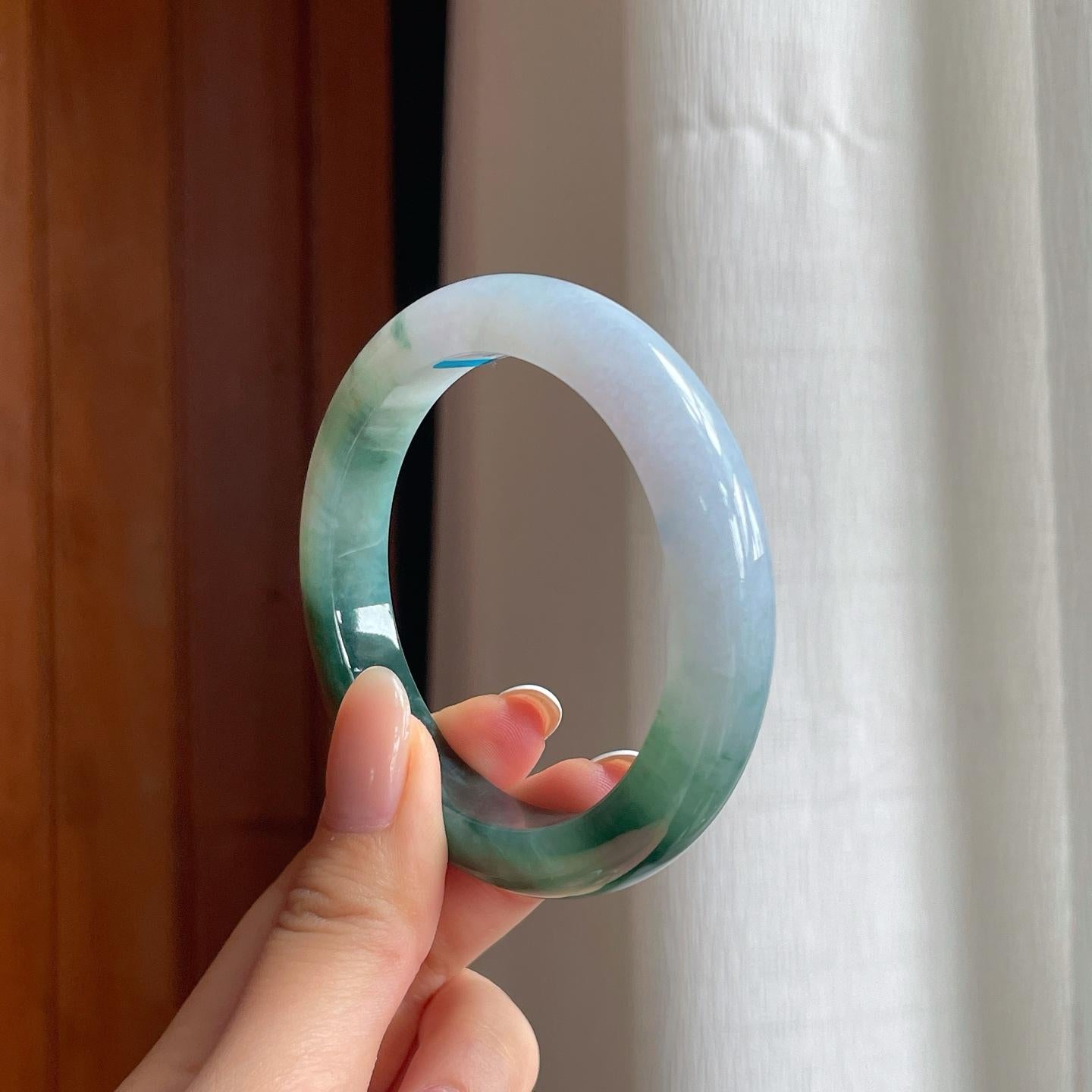 糯冰半山半水翡翠平安镯（54.2mm)（yc374242）