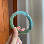糯冰乌鸡特色翡翠圆条手镯（57.7mm)（yc397509）
