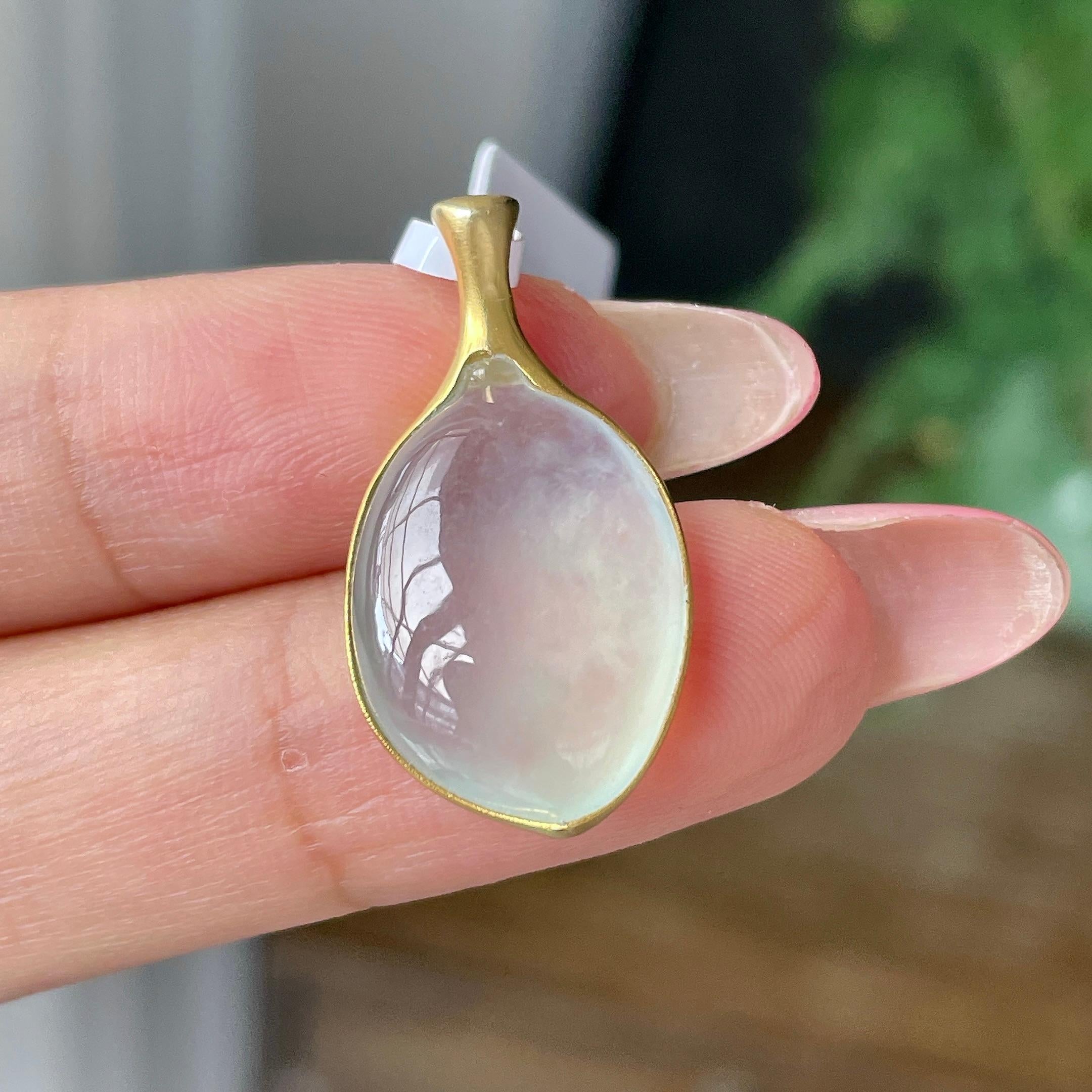 18k金镶冰种淡晴水福瓜吊坠      天然缅甸A货翡翠（yc429732）