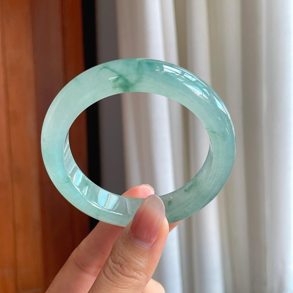 冰种飘花翡翠平安镯（57mm）（yc310930）