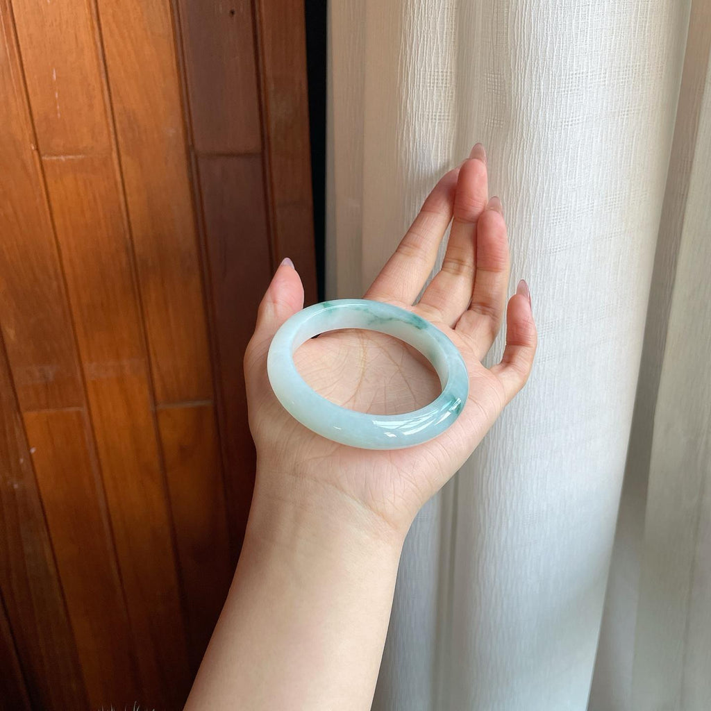 细糯冰飘花翡翠平安镯（56.5mm）（yc290082）