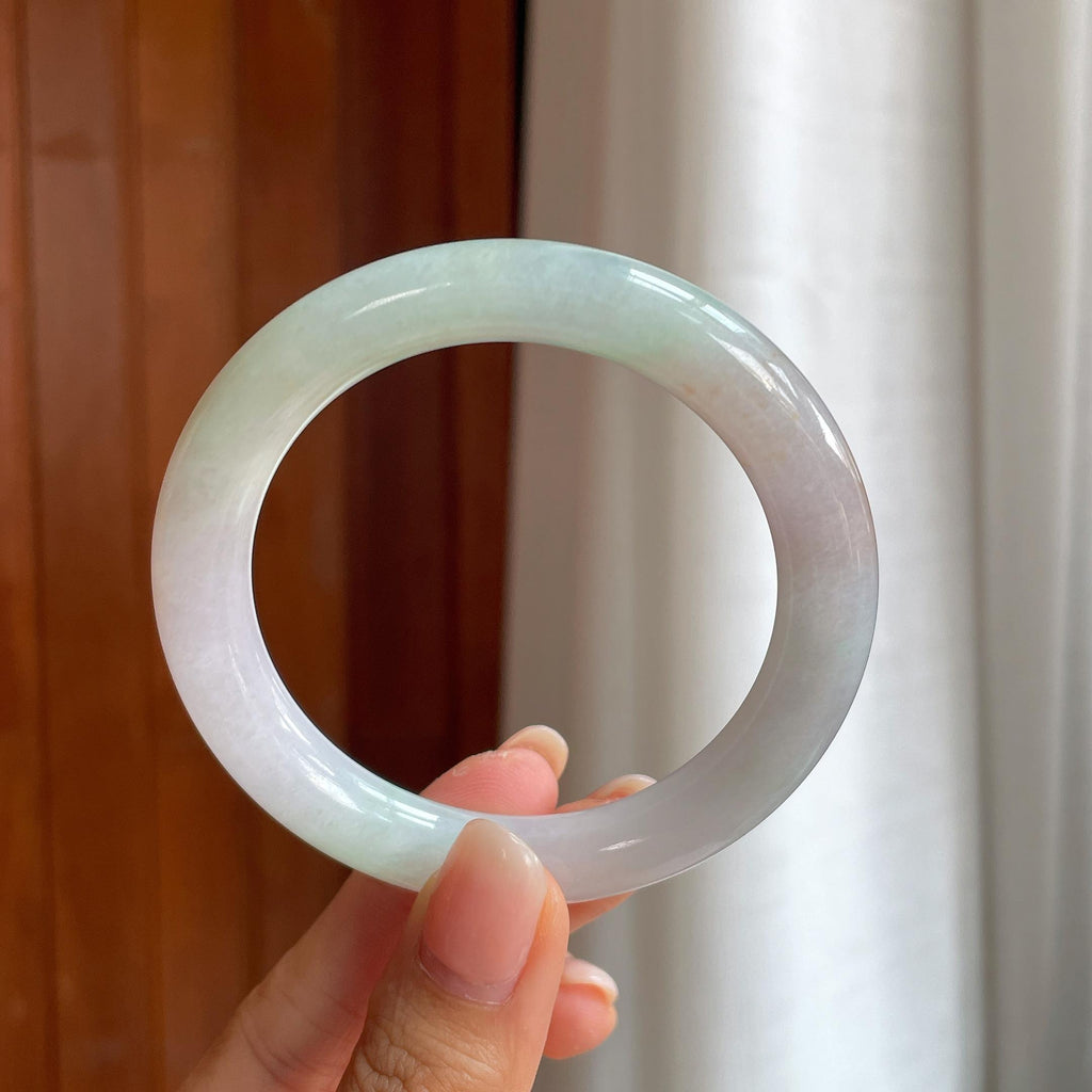 糯冰特色翡翠圆条手镯(55.3mm)（yc402822）