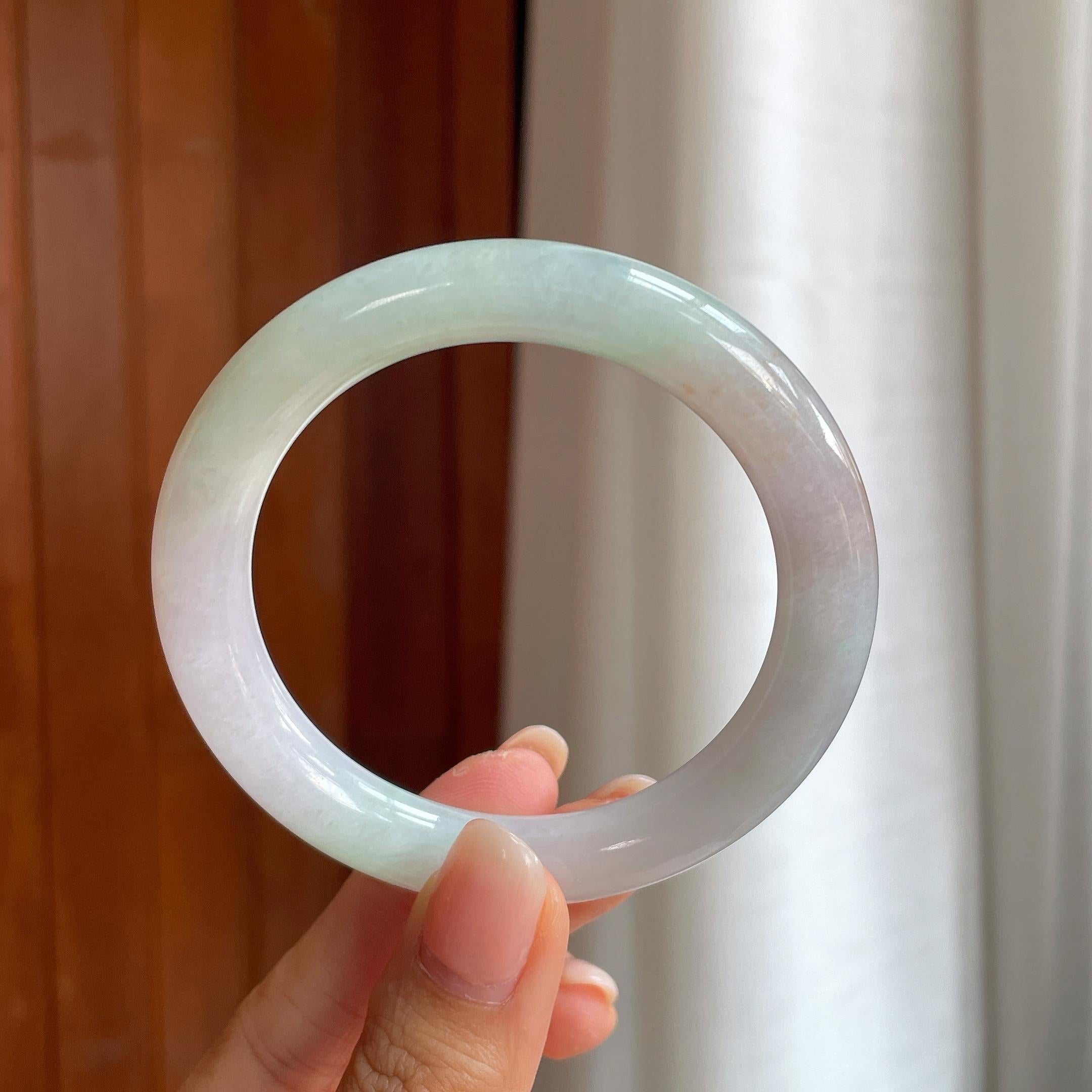 糯冰特色翡翠圆条手镯(55.3mm)（yc402822）