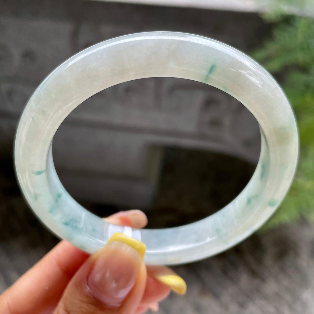 细糯种飘花正圈平安镯55.8圈        天然缅甸A货翡翠（yc389220）