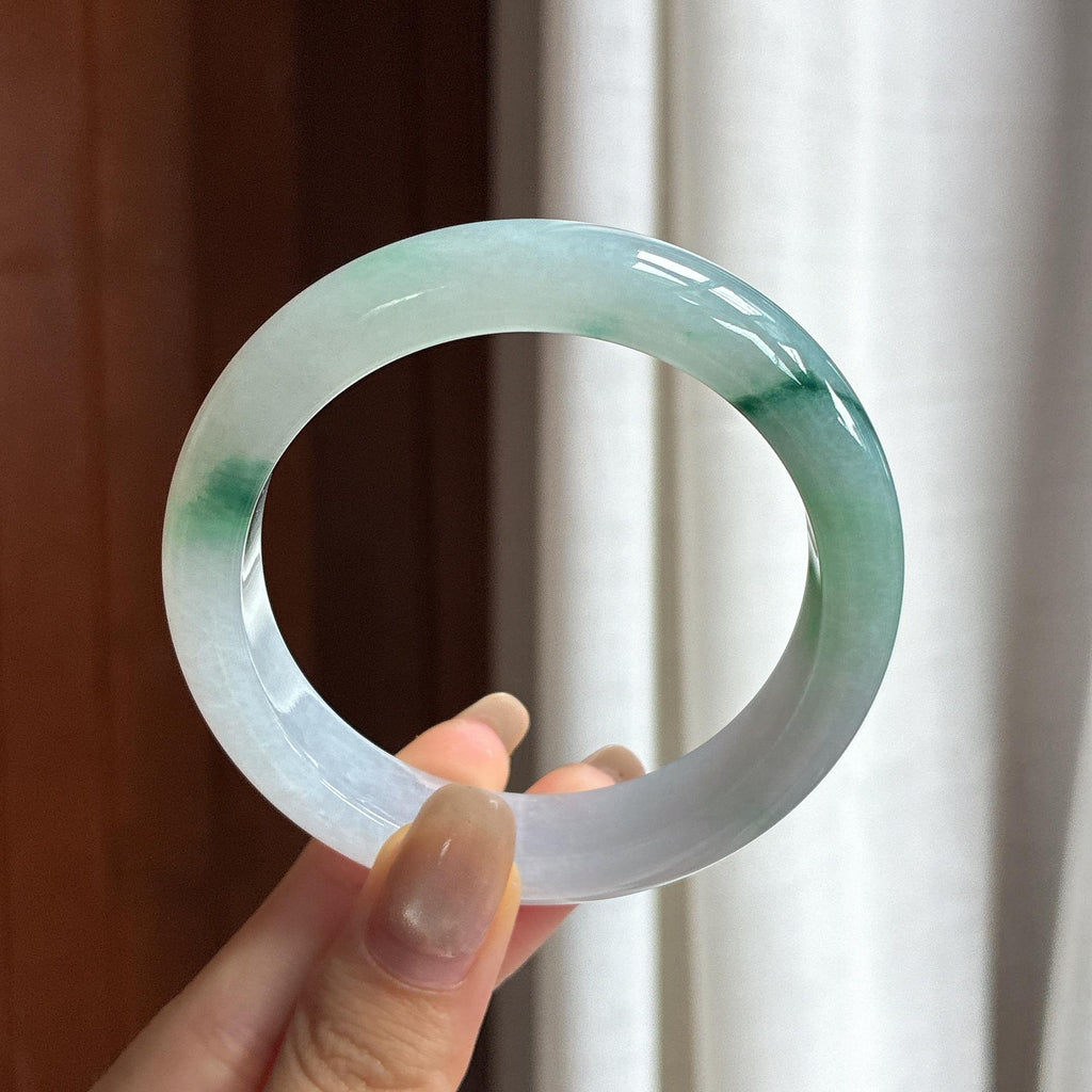 细糯种飘花正圈平安镯 56圈 天然缅甸A货翡翠（yc454404）