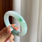 冰种飘花翡翠平安镯（55mm）（yc282500）