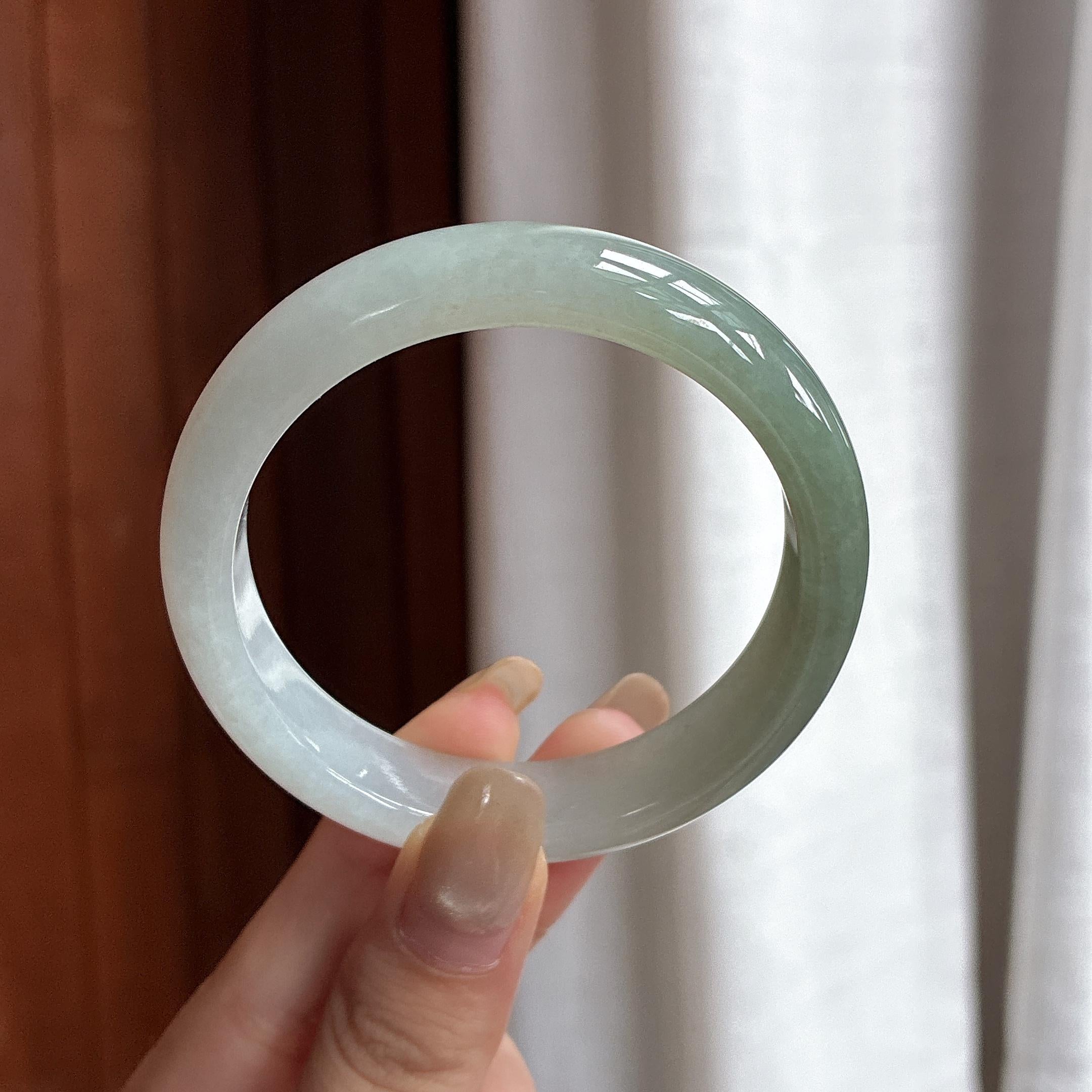 细糯种半山半水正圈平安镯 54圈 天然缅甸A货翡翠（yc481625）