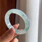 冰种飘花翡翠平安镯(54mm)（yc415378）