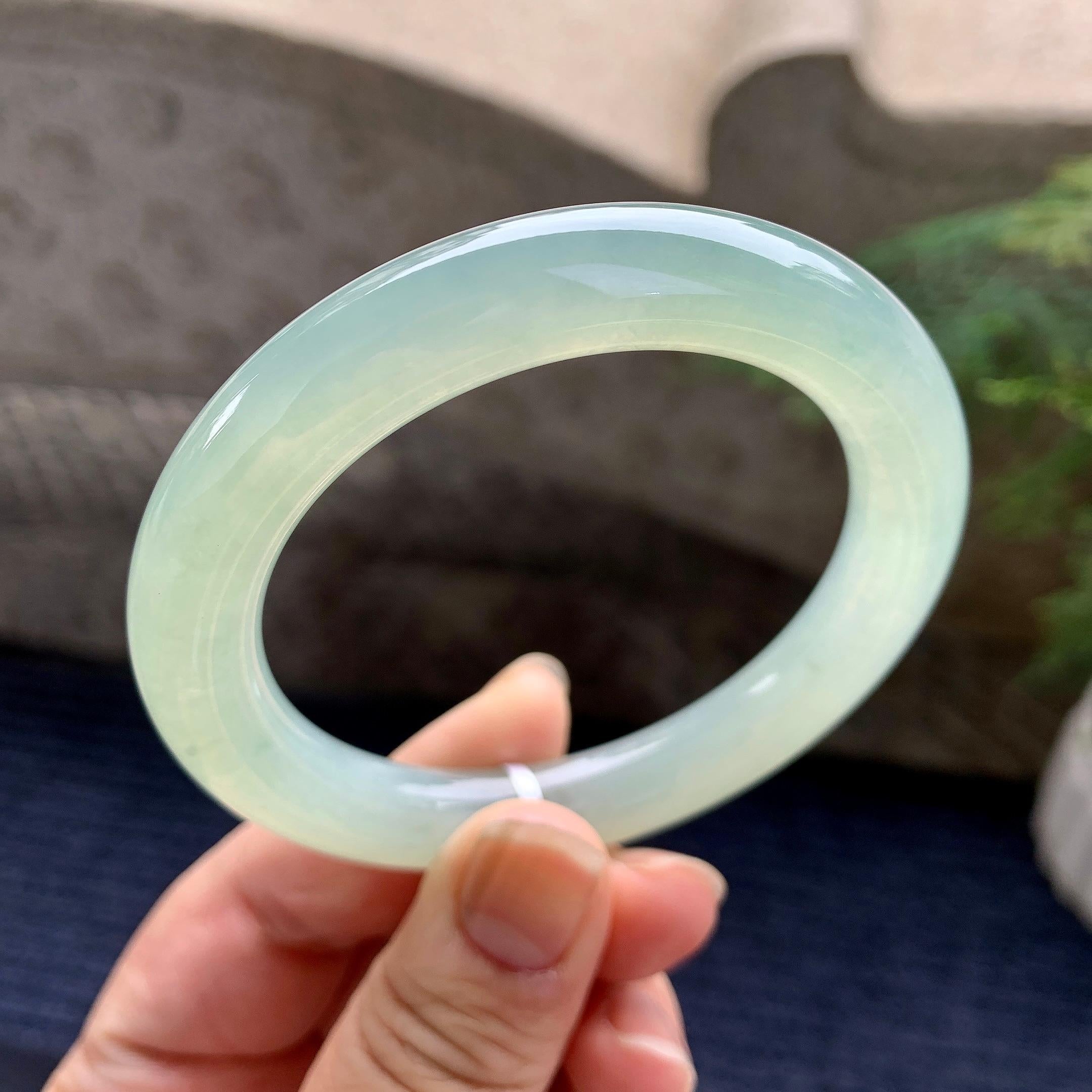 糯冰种晴水圆条手镯（54mm）（yc266526）