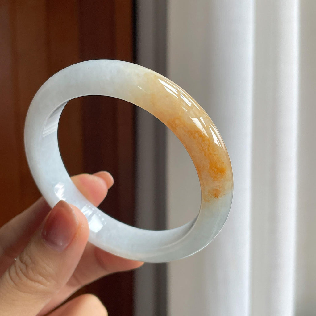 糯冰黄翡翡翠平安镯（55.5mm）（yc286481）