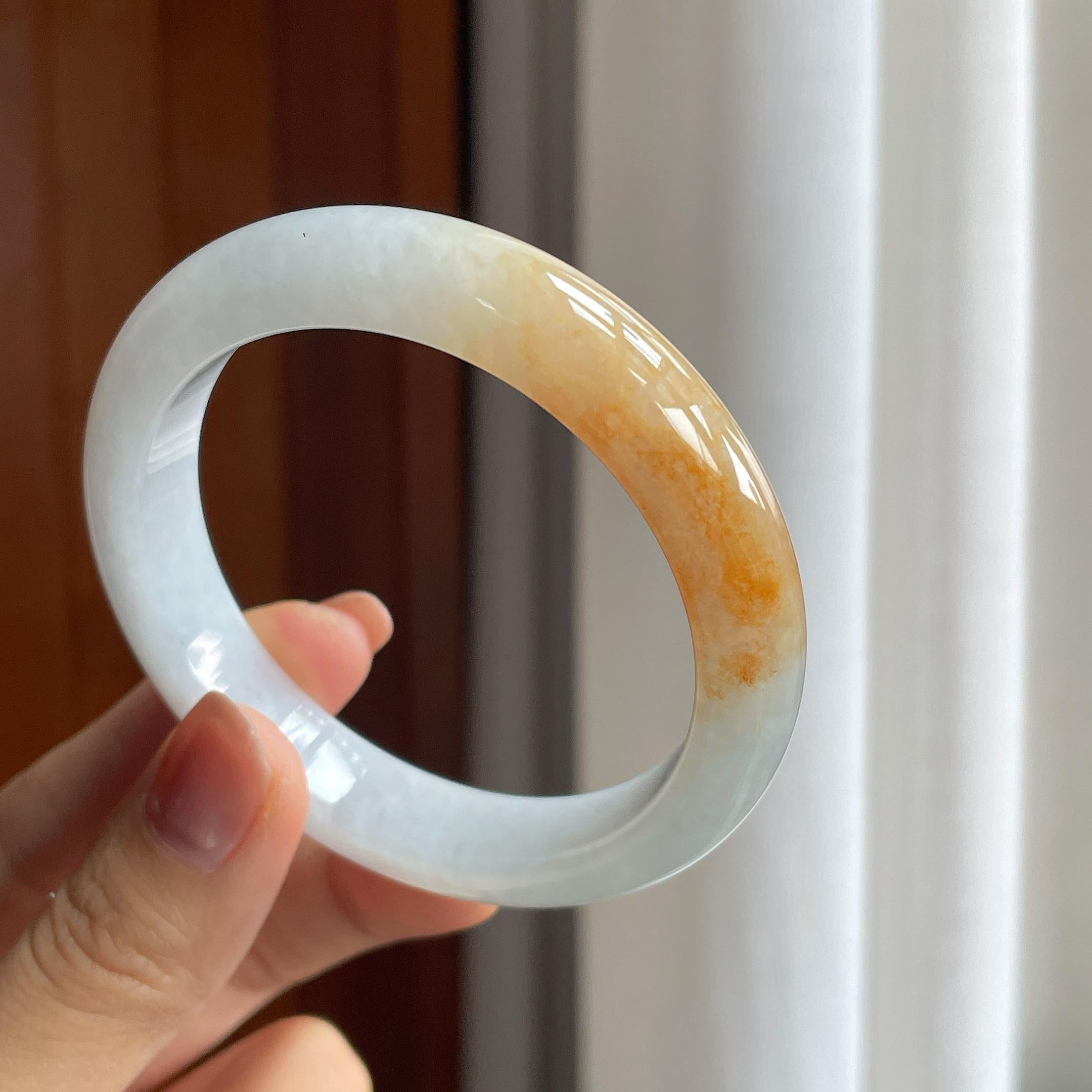 糯冰黄翡翡翠平安镯（55.5mm）（yc286481）