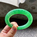 糯冰种满绿圆条手镯一对（58mm）（yc311880）