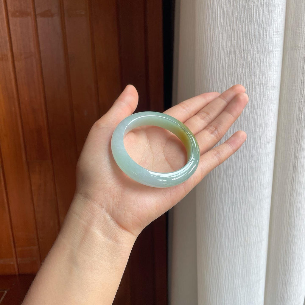 糯冰黄翡翡翠平安镯（54mm）（yc397194）