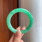 糯冰满绿翡翠圆条手镯（51.7mm)（yc370379）